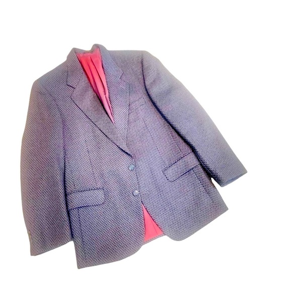 Vtg 1991 men’s Harry Rosen wool/cashmere 2 button sports coat blue/gray 39r - Picture 1 of 10
